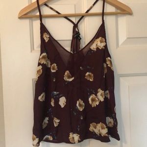 Maroon Floral Tank Top